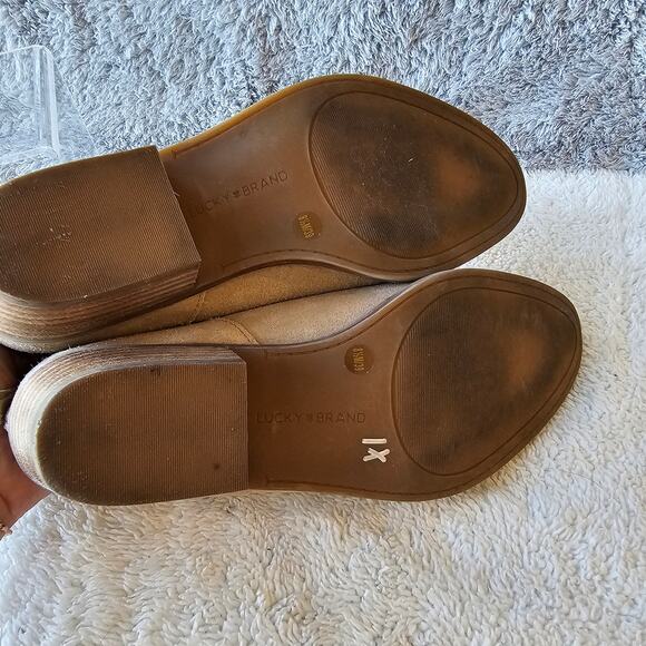 Lucky Brand Women's Freelia Leather Suede Ankle Zip Heel Booties Size 8.5M Taupe - Picture 6 of 7